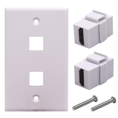 Kework 2 Ports Wall Plate, 2 Ports 4K@60Hz HDMI Female to Female Module Keystone Outlet Socket