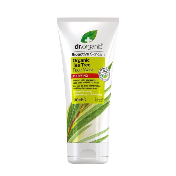 Dr Organic, Organic Tea Tree Face Wash , Natural , Vegan , Cruelty Free , Paraben & SLS Free , 200ml