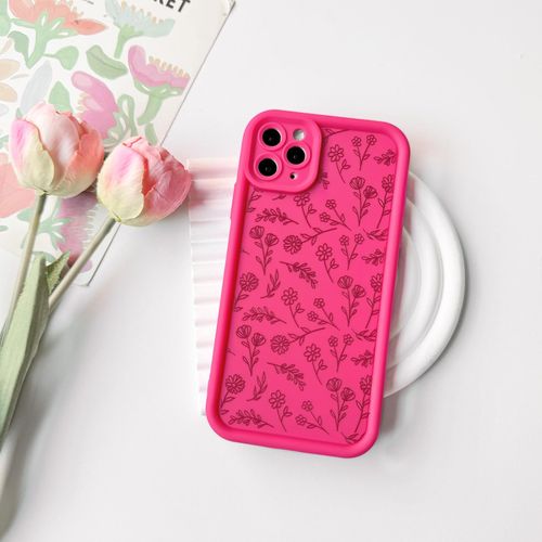 NITITOP Compatible with iPhone 11 Pro Max Case Cute Flowers Floral Leaves Design for Women Girls Stylish Artistic Soft TPU Shockproof Protective Full Camera Protection Cover - Rose Red