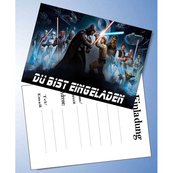 VSW 12 Einladungskarten & 12 Umschläge für Geburtstag Partys und Kindergeburtstag Star Wars Nr. 28