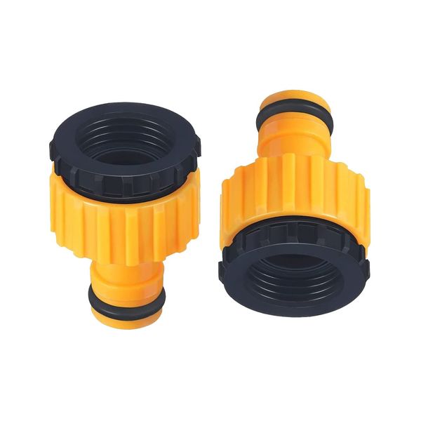 Hose Tap Connector 3/4 inch and 1/2 inch BSP 2in1 Plastic Outdoor Graden Hose Tap Connector Threaded Faucet Adapter (2Pack)