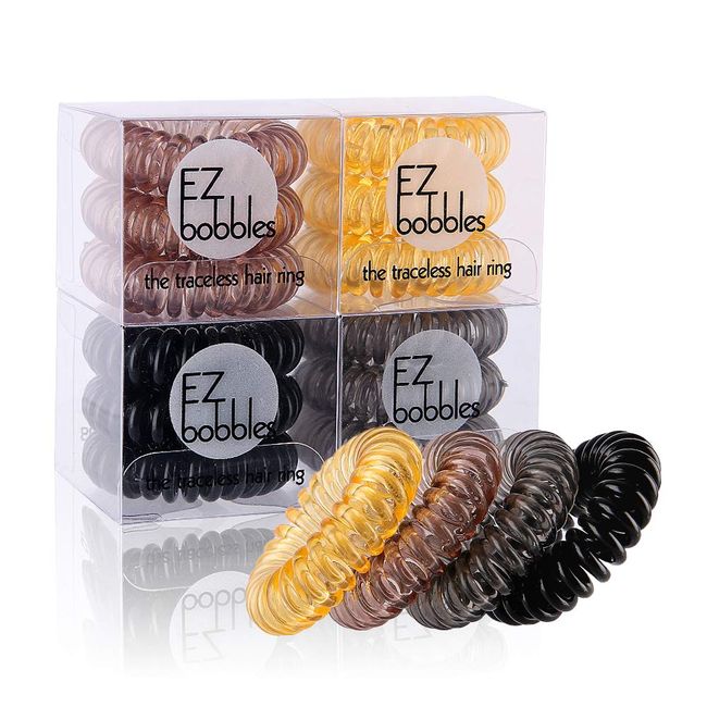 EZbobble 12pcs Spiral Hair Bands for Women and Girls Plastic Multicolor Series Spiral Hair Bands (Color10)
