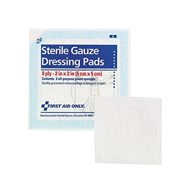 First Aid Only FAE-5000: Sc Refill 2"X2" Sterile Gauze Pads, 10/Bag
