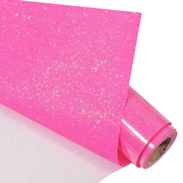 VINYL FROG Glitter Heat Transfer Vinyl 10 inches x 5ft Pink Glitter HTV Vinyl Iron on Vinyl for T-Shirt or Other Fabrics