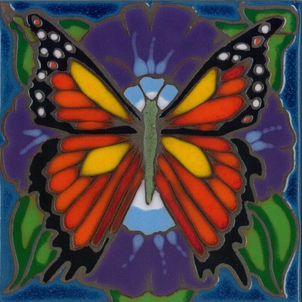 Ceramic tile Monarch butterfly trivet hot plate wall decor installation mural