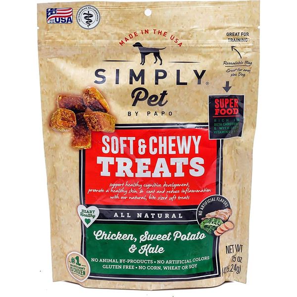 Simply Pet By Papo Chicken,Sweet Potato,Kale Soft And Chewy Treats For All Dogs