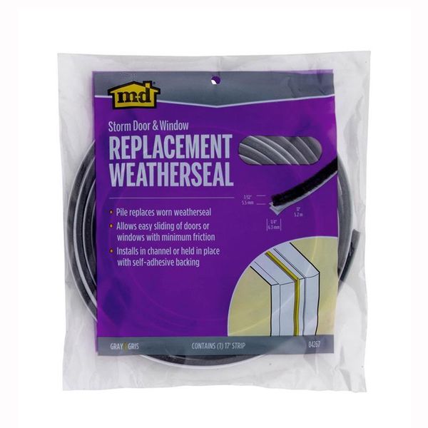 M-D Building Products 04267 Gray EPDM Adhesive Weatherstrip 1/4 W in. x 17 L ft.