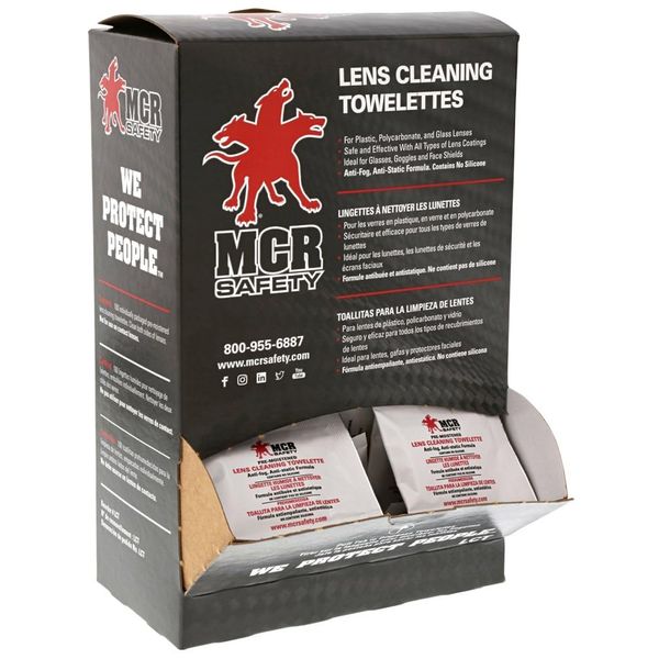 MCR Safety LCT Anti-Fog Anti-Static Lens Cleaning Towelette - 100 Wipes