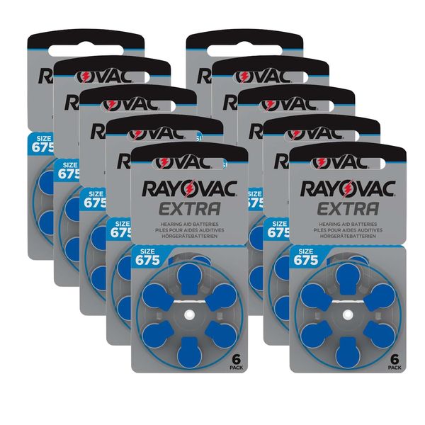 Rayovac Extra Advanced Hearing Aid Batteries Size 675 (1 Box) (60 Batteries) + Keychain