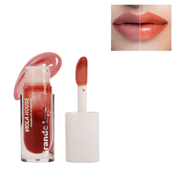 VIOLA HOUSE Lip Plumper Lipgloss, Extreme Volumen Lippen Booster, 100% Natürliche Sexy Lipgloss für Vollere Wirkende Lippen, 5 farbens Lifter Gloss. (5ML) (Barely There)