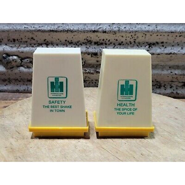 Vintage International Harvester IH Safety Health S&P Salt And Pepper Set