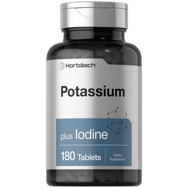 Potassium | 180 Vegetarian Tablets | with Iodine | by Horbaach