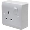 Single Socket with 25mm Pattress Surface Box Double Pole 13A Switched Round Edge White