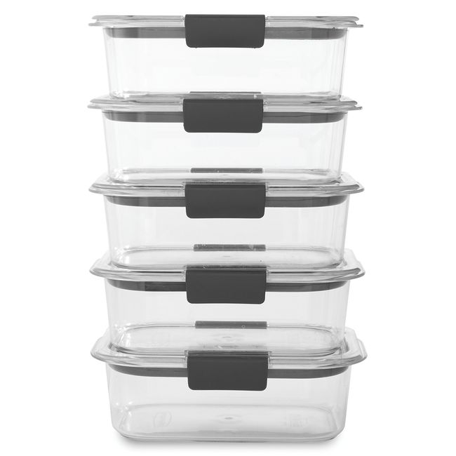 Rubbermaid Brilliance BPA Free Food Storage Containers with Lids, Airtight, for Lunch, Meal Prep, and Leftovers, Set of 5 (3.2 Cup)