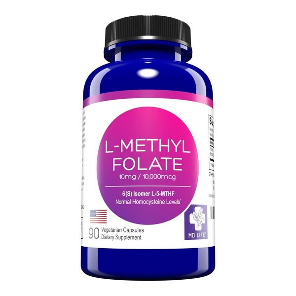MD. Life L-Methylfolate 10 mg - Active Folate 5 Mthfr Support Supplement Prof...