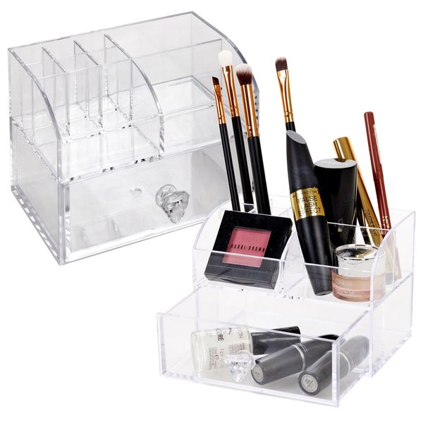 10 Compartments Makeup Holder Cosmetic Organizer Box Storage Clear Acrylic