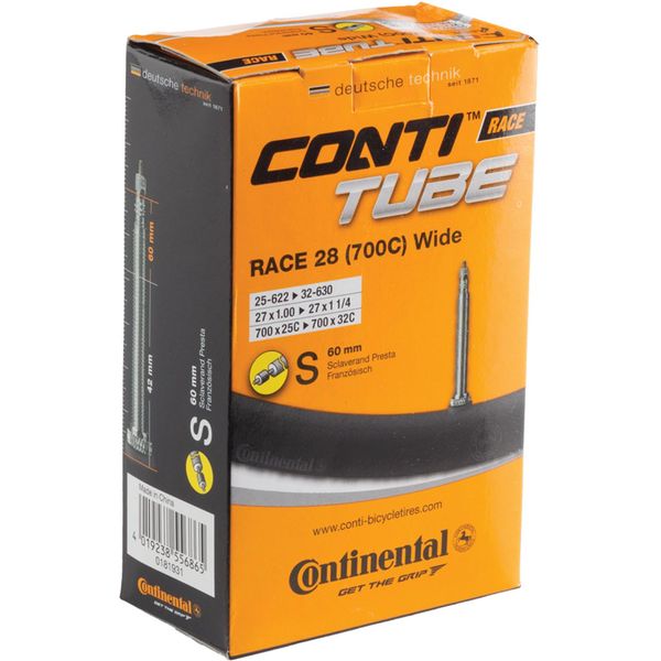 Continental 60mm Presta Valve Tube, Black, 700 x 25-32cc