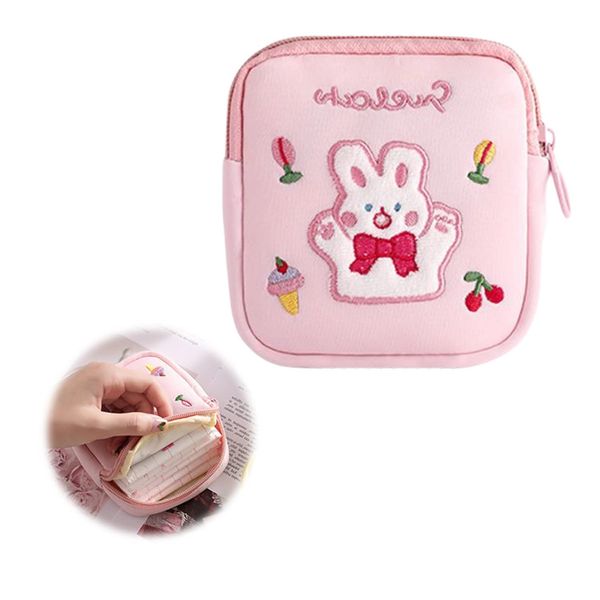 nalaina Sanitary Pouch, Napkin Pouch, Small Storage Bag, Sanitary Napkin Bag, Sanitary Napkin Storage Bag, Sanitary Napkin Storage Bag, Small Storage Case, Large Capacity, Lightweight, Portable,