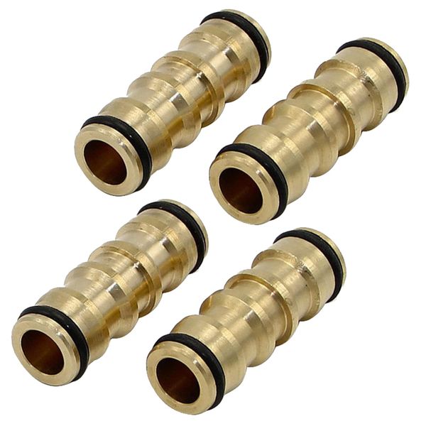 Hydrogarden Brass Double Male Hose Pipe Connectors Extender Garden Hose Pipe Tube Connectors for Extending Two Female Garden Hose Pipe Tube Ends (4 Sets)