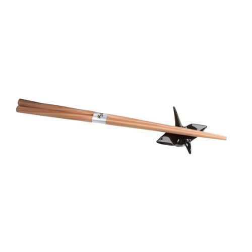 Happy Sales HSCRCRN4BK, set of 4 Black Porcelain Crane Rests/Chopstick Rest set