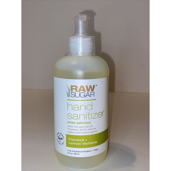 Raw Sugar Hand Sanitizer Gel 9 oz. Coconut & Lemon Verbena Vegan New