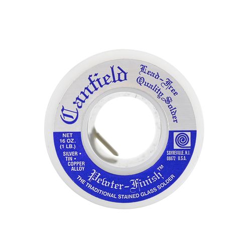 Canfield Pewter Finish Lead-Free Solder – Tin/Silver/Copper Alloy, Excellent Flow & Beading, 100% Safe for Jewelry & Stained Glass Projects, Melting Temp of 418°F-440°F