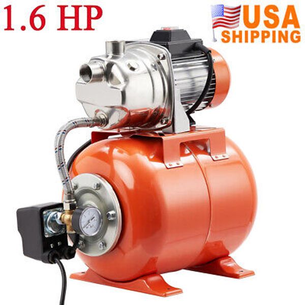 1.6 HP Shallow Well Jet Pump Stainless Steel Irrigation Pump with Pressure Tank