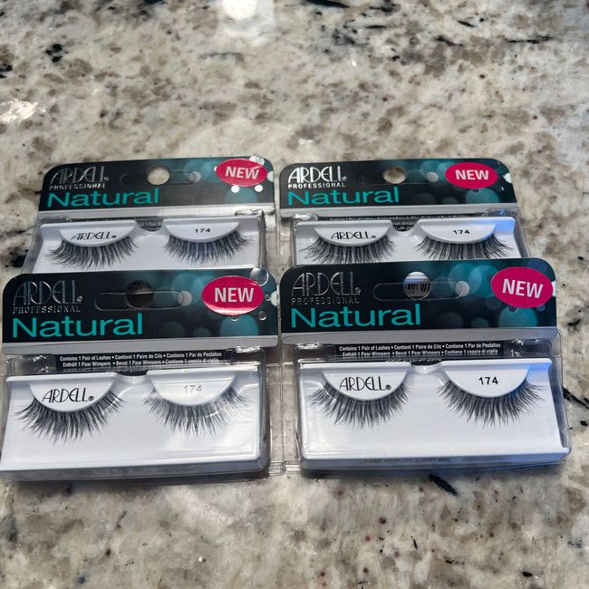 4 Pair Of Ardell Natural False Eyelashes #174 BLACK