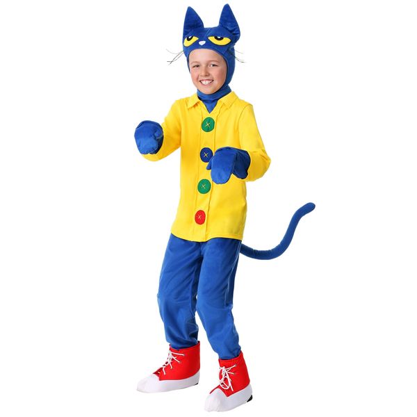 Fun Costumes Pete the Cat Kids Cat Costume Unisex, Cute Blue Animal Halloween Outfit Medium