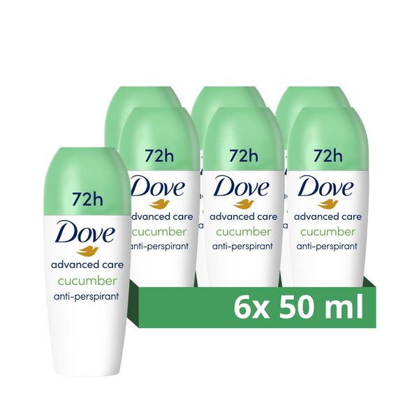 Dove Advanced Care Go Fresh Cucumber Scent Anti-perspirant Deodorant pack of 6 with Triple Moisturising technology roll-on for 48 hours of protection 50 ml