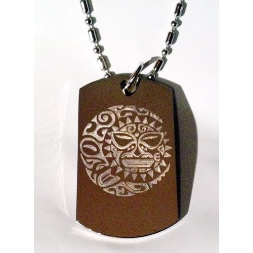 SUN Moon Star Celestial Celtic Tribal Tattoo Logo Symbols - Military Dog Tag Luggage Tag Key Chain Metal Chain Necklace