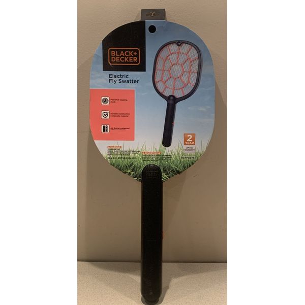 Black + Decker Electric Fly Swatter Battery Powered Tennis Racket Zapper.  NEW