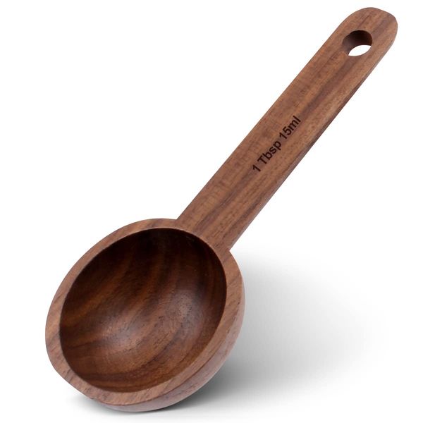 Wooden Coffee Spoon in Walnut, Measuring for Coffee Beans, Ground Beans or Tea, Home Kitchen Accessories, Coffee Scoop for Ground Coffee (Black Walnut)-1 Tablespoon,15ml