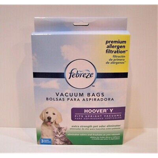 Febreeze Hoover Y Upright Vacuum Bags 3PK  Pet Odor Eliminator / Allergen Filter