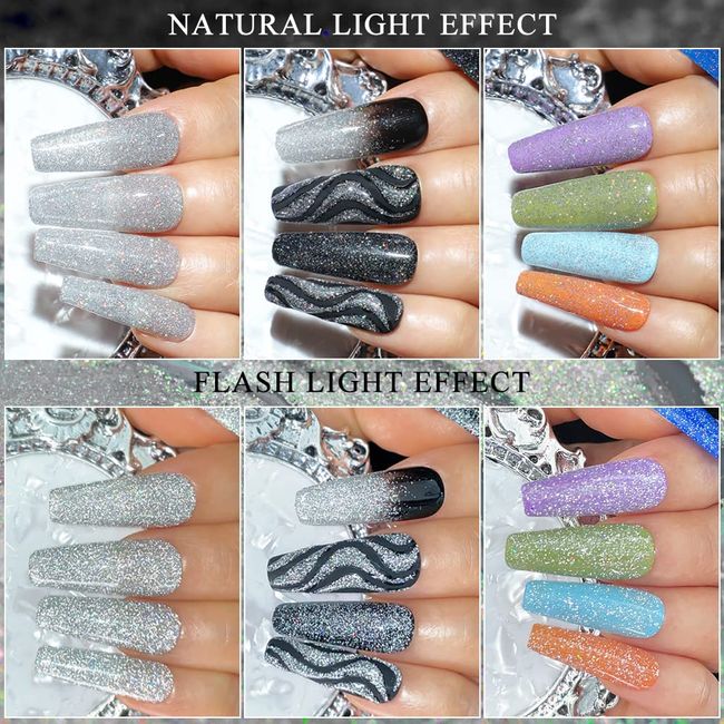 Reflective Glitter Gel Nail Polish Holographics Sparkling UV LED Nail Art  Gel