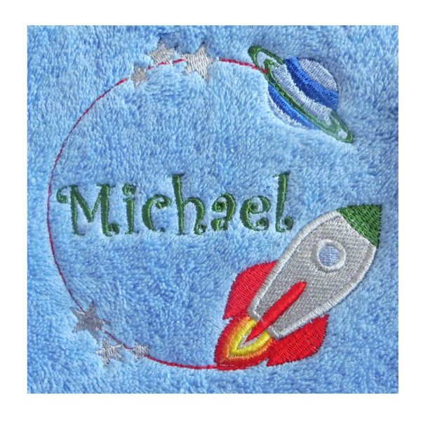 Rocket (1381) - Embroidered Cotton Hand Towel (Cream)