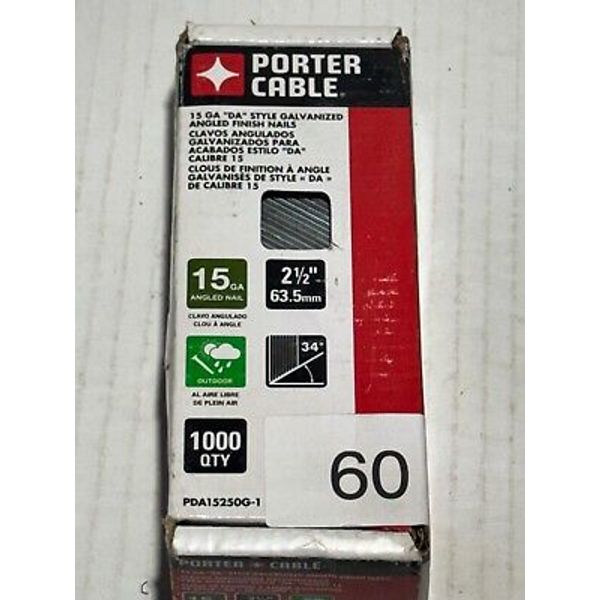 Porter Cable PDA15250G-1 Finish Nails 15GA Da Finish 2-1/2" Long (1000 Count)