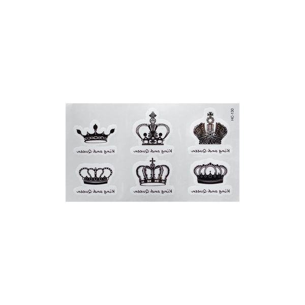 Tattoodrucker 2 x Krone Tattoo Karte - King and Queen Schriftzug - Temporary Haut Tattoo - HC130 (2)