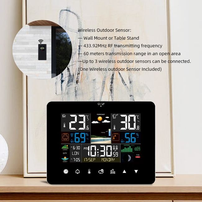 Digital Weather Station for Home with Wireless Outdoor Sensor