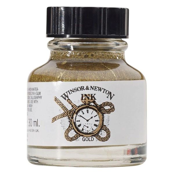 Winsor & Newton 1010283 Drawing Ink Bottle, 30 ml - Gold