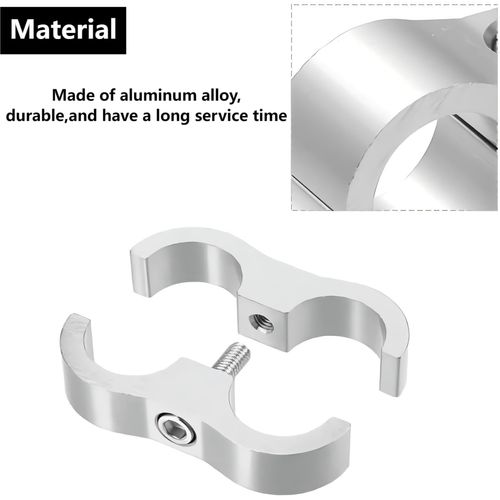 6AN Double-Hole Hose Separator Clamp, Aluminum Hose Fitting Adapter, Fit for 3/8 Fuel, Brake, Water, Gas Line - Silver Pack of 4