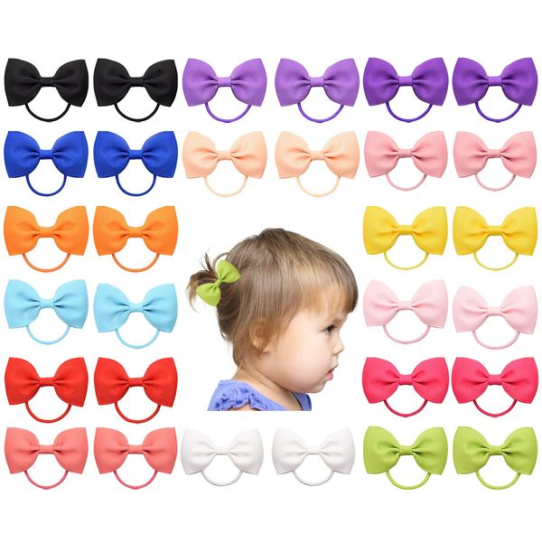 30 Pcs Baby Mädchen Haarschleifen Haargummis Elastisches Stirnband,Klein Haarklammer Schleife,Haargummis Kleine Haarspangen,Elastische Haarschmuck für Kinder(Farbe zufällig)