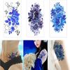 Yesallwas Tattoo Stickers, Rose Blue, Flowers, Set of 8, Purple, Rose, Rose, Stylish, Waterproof, Long Lasting, Tattoo Stickers, Arms, Legs, Chest, Women, Women, Body Stickers, Blue Rose tattoos Stickers, 3.5 x 7.5 inches (9 x 19 cm), Blue
