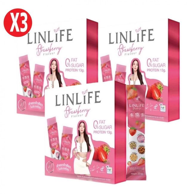 3X LinLife Protein Jelly Strawberry Flavor Health Sports 50 Kcal Box : 13g.X10