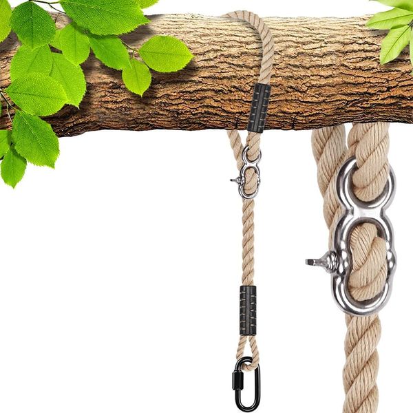 SELEWARE Tree Swing Rope Hammock Suspension Rope, Adjustable Rope for Quick and Easy Suspension of Hammock Chair Swing for Indoor Outdoor Tree Camping Playground (Beige 80In 1 Piece)