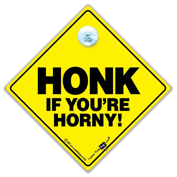 Honk If You're Horny Car Sign, Honk If You're Horny Sign, Car Sign, Bumper Sticker, Baby on Board, Driving Sign, Automobile Sign, Vehicle Sign, Honk If Your Horny, Baby on Board Sign, baby on board, Funny Car Sign, Joke Car Sign, Rude Car Sign, Decal, Car