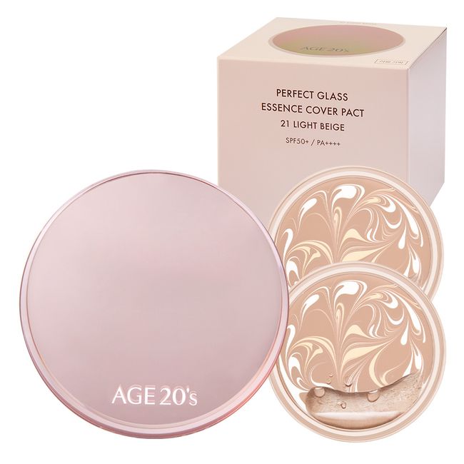 Age to Wennis Perfect Glass Essence Cover Pact Case 1p + Refill 2p, No. 23 Medium Beige, 1 set