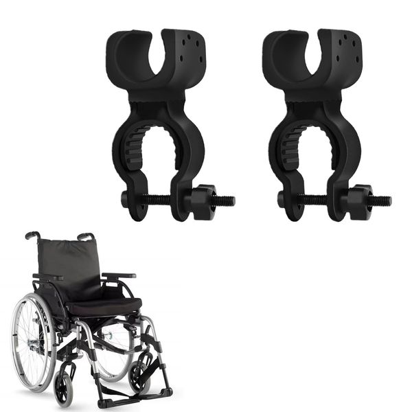 2pcs Walking Stick Holder,Walking Stick Rack for Wheelchair,Drive Rollator,Walker,Universal Crutches Stick Bracket Accessories for Elderly Walkers Wheelchairs Electric Scooters Mountain Bikes(Black)