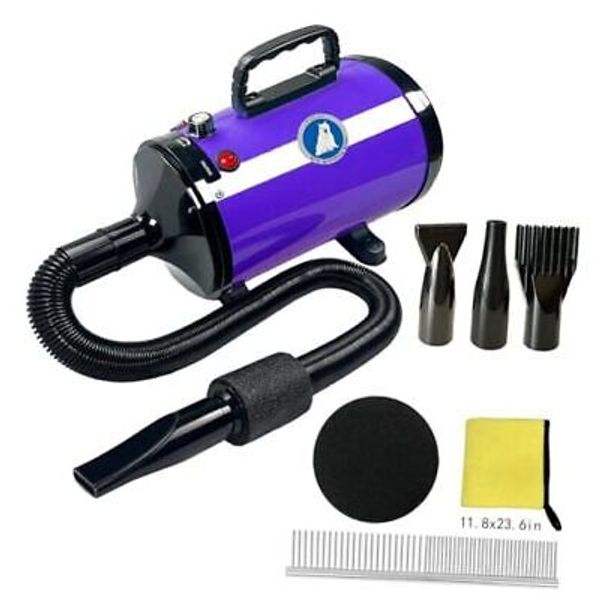 Pet Grooming Dryer with Adjustable Speed and Temperature Control Hair Purple