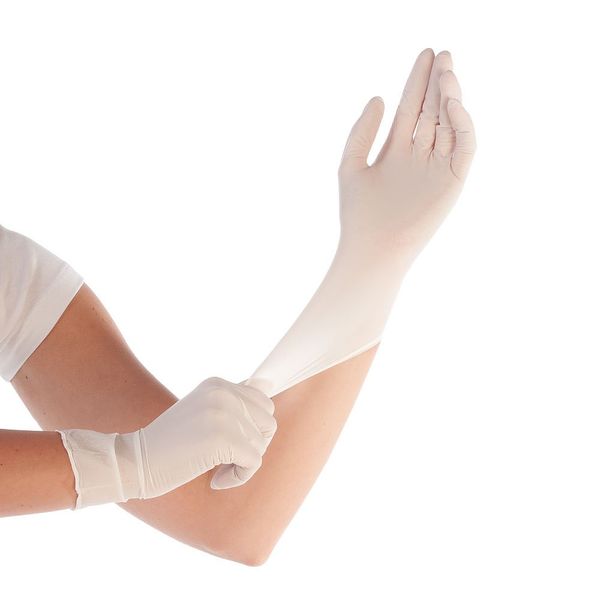 [100 Piece] Hygo Star Safe Super Stretch Powder Free White Nitrile Gloves Extra Large